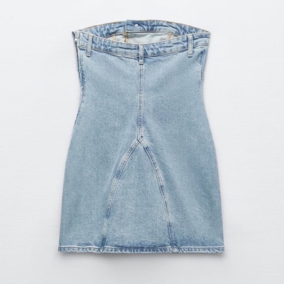 Zara strapless denim mini dress blogger favorite - Picture 5 of 6